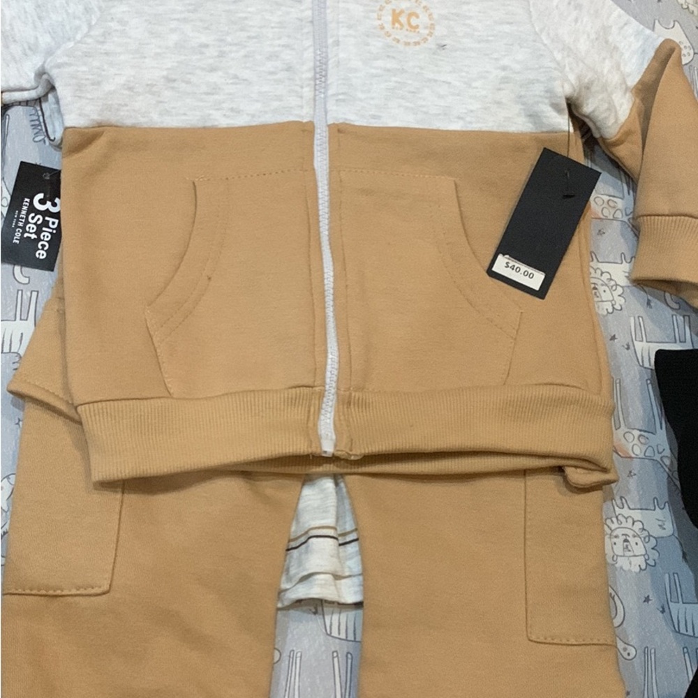 Kenneth Cole Tan and Cream Joggers Casual Sweatpants